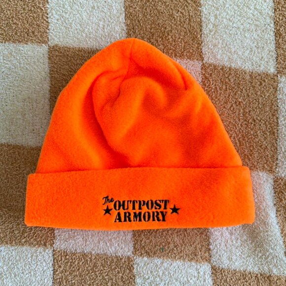 THE OUTPOST ARMY NEON BRIGHT ORANGE HUNTING BEANIE WINTER - Picture 1 of 6